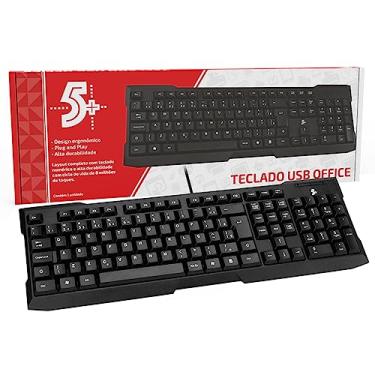 Imagem de Teclado USB Basico Office Ergonomico preto - 5+ 015-0041