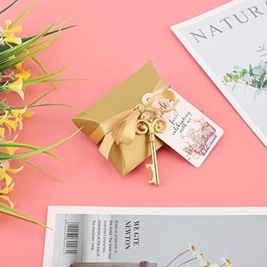 Imagem de aqxreight Chaves Abridor de Garrafa Com Etiquetas de Acompanhante Cartão Fita de Seda Presente Decoração de Festival de Casamento Casamento A Chave do Conjunto é Abridor Branco Etiqueta de Chave