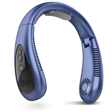 Imagem de Ventilador de Pescoço Portátil com Fluxo Ar Refrigerante Bateria 5000mAh Operado por USB Recarregável 3 Velocidades Design Fone Ouvido Sem Lâmina para