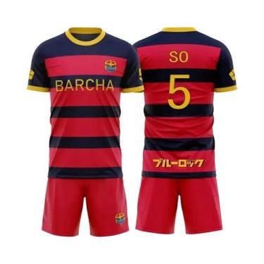 Imagem de Camiseta De Verão Masculina De Manga Curta Blue Lock FC Barcha, Conjun