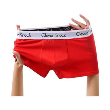 Imagem de Cuecas Boxer Masculinas Sexy De Algodão, Cor Sólida, Lingerie Masculin