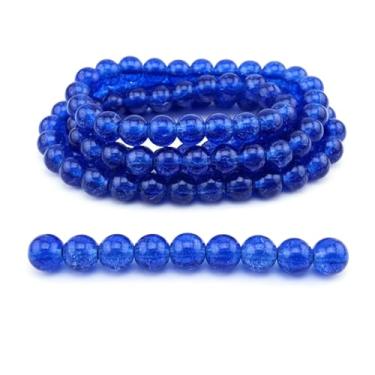 Imagem de DandS ltd Contas de vidro Crackle Lampwork para fabricação de joias, azul, pulseiras vibrantes, colares, brincos, suprimentos de miçangas e kits de artesanato para joias artesanais, 80 peças de 10 mm