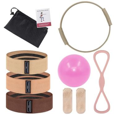 Imagem de Wavar Kit essencial de Pilates para mulheres, equipamento de Pilates com círculo mágico de 34,3 cm, mini pulseira de resistência, acessórios premium, conjunto de anéis de pilates para iniciantes em