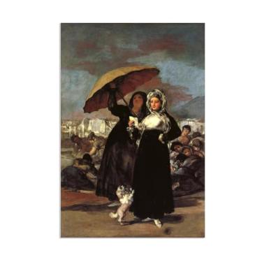 Imagem de Arte de parede Francisco Goya, jovem mulher com uma carta, impressão em tela famosa reprodução de pinturas a óleo abstratas imagem de arte emoldurada para decoração de casa pôster de 100 x 70 cm (39 x