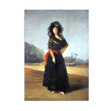 Imagem de Arte de parede Francisco Goya, Duquesa de Alba, impressão em tela famosa reprodução de pinturas a óleo abstratas imagem de arte emoldurada para decoração de casa pôster de 100 x 70 cm (39 x 28