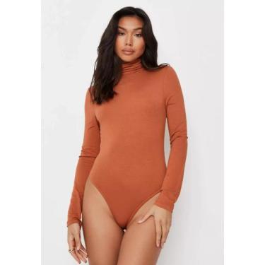 Imagem de Body Manga Longa Larissa Blusa Gola Terracota - DILUXO, Feminino, Terr