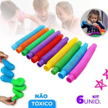Imagem de 6 Poptube Tubo Fidget Tube Toys Folding Pop It Cor Colorido