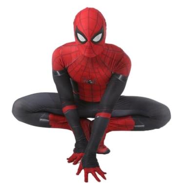 Imagem de ieohen Macacão de Halloween para cosplay, macacão Zentai com máscara, fantasia de brincar de faz de conta, Vermelho, Adult-XXL(Height:69"-71")