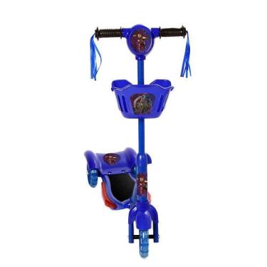 Imagem de Brinquedo Infantil Patinete Scooter 3 Rodas Com Cesta Luz E Som Azul A