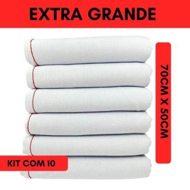 Imagem de Kit 10 Pano De Chão Extra Grande Branco Saco Grosso 70x50cm - DRK
