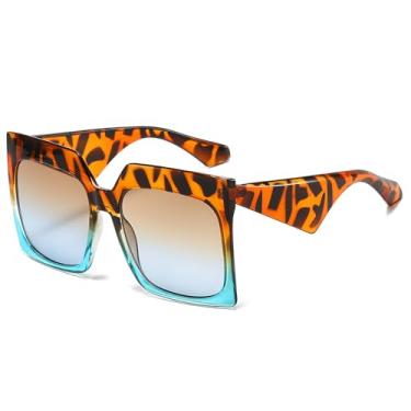 Imagem de Óculos de Sol UV400 - Tamanho Grande com Estampa de Leopardo Degradê para Homens e Mulheres, Ideais para Esportes ao Ar Livre, Corrida e Ciclismo.