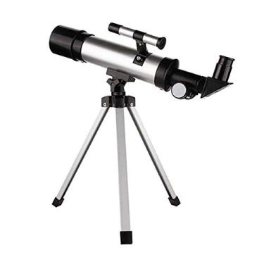 Imagem de pcagfaajmh Telescópio refletor ideal para crianças, adultos, iniciantes, telescópio refrator portátil com um tripé. Ótimo presente astronômico para explorar a lua e os planetas