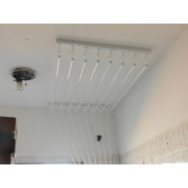 Imagem de Varal Individual Teto Com 6 Varetas De 1 Mt Em Alumínio Branco