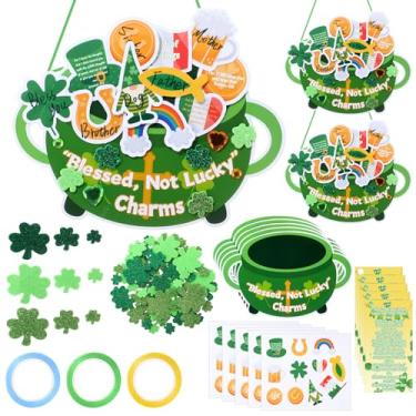 Imagem de Motipuns 25 Sets St. Patrick's Day Decorations Lucky Charms Christian Ornaments DIY Crafts Kit Rainbow Four-Leaf Clover Irish Lucky Shamrock Foam Sticker for Party Classroom Home Activity Art Project