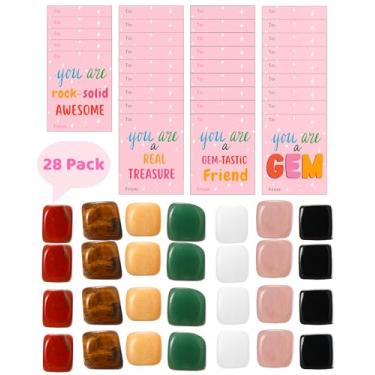 Imagem de QianCannaor Presentes De Dia Dos Namorados Para Crianças Em Sala De Aula - Pacote Com 30 Cristais E Pedras Preciosas Cartões De Dia Dos Namorados, Presentes De Troca Escolar Naturais E Educacionais Pa