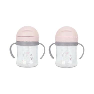 Imagem de Copo De Bebida Rosa Para Bebês 250ml, Garrafa De Alimentação Com Canud