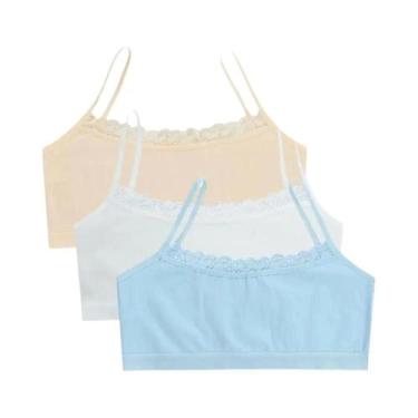 Imagem de Sutiãs De Treinamento De Renda Para Crianças 3 Peças Verão Cor Sólida 