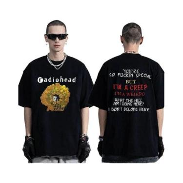 Imagem de Camiseta Vintage Oversize De Rock Band Radiohead Para Homens, 100% Alg