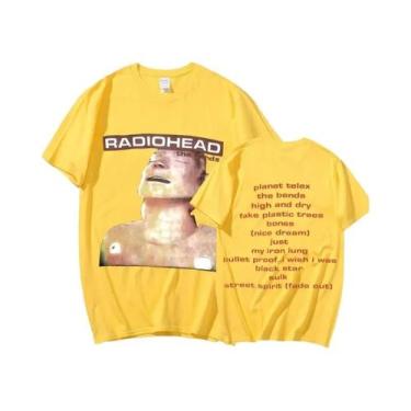 Imagem de Camiseta Vintage Oversize De Rock Band Radiohead Para Homens, 100% Alg