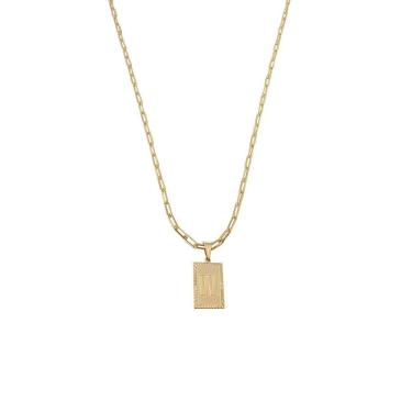 Imagem de Cordão 45Cm Masculino Feminino Pingente Letra W Banhado Ouro