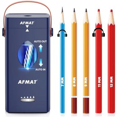 Imagem de AFMAT Apontador de lápis elétrico, recarregável e sem fio, apontador de lápis totalmente automático para sala de aula, entrada e saída automática, 5 modos de nitidez, apontadores resistentes para