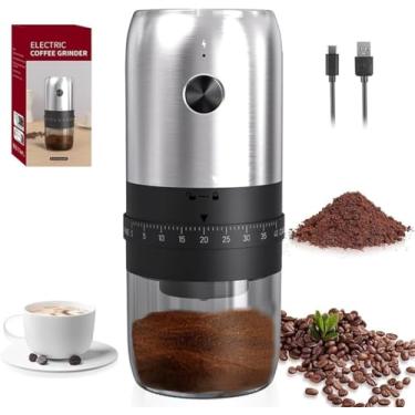 Imagem de Multifuncional Moedor de Café, 40 Marchas Moedor café, USB, Moedor Cafe, Moedor, Corpo em Aço Inoxidável + Copo de Moagem Removível, Moedor de Café Elétrico, Moedor de Cafe