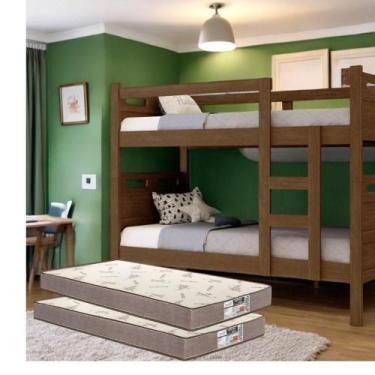 Imagem de Beliche Solteiro Reforçada + 2 Colchões D33 14 Cm Premium Cor:legno - 