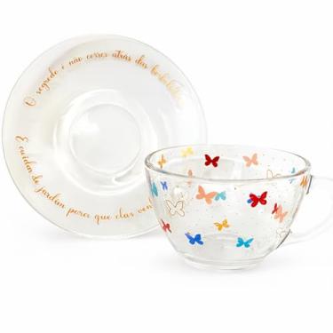 Imagem de Tkwser, 1259, Borboleta Xicara Cha Vidro 180ml, Transparente