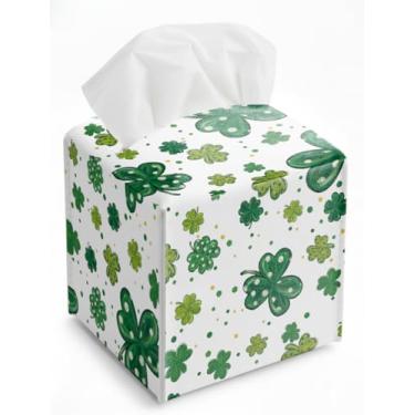 Imagem de Capa para guardanapo de Dia de São Patrício, organizador de papel de couro à prova d'água de trevo aquarela para mesa de jantar, banheiro, penteadeira de cabeceira, carro, ideias de presente de