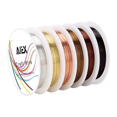 Imagem de AIEX 6 rolos de arame de cobre resistente a manchas e descalços para artesanato e bijuterias (calibre 28)