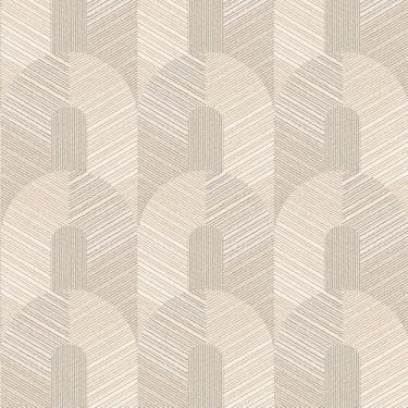 Imagem de Hopepak Papel de parede geométrico moderno, textura de espinha de peixe bege, mural de parede removível para sala de estar, quarto, escritório, decoração de casa, papel de parede de vinil autoadesivo