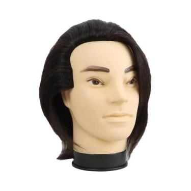 Imagem de Cabeça De Manequim Masculina Com Cabelo Humano Real E Barba Para Trein