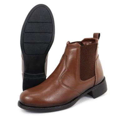 Imagem de Coturno Feminino Chelsea Em Sintetico Granado, Caramelo, 38