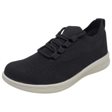 Imagem de Tênis Feminino Tricot Respirável Conforto Casual Usaflex, Preto, 34