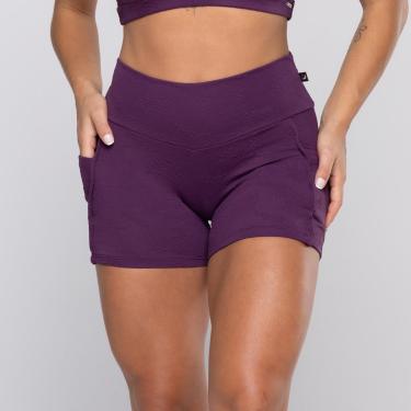 Imagem de Short Fitness Feminina Poliamida Textura Recortes Bolso-Feminino