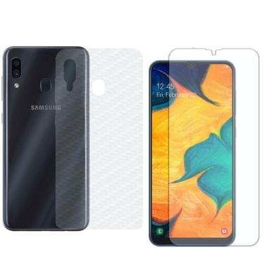 Imagem de Película Hidrogel + Adesivo Fibra De Carbono Para Samsung Galaxy A30 - Transparente