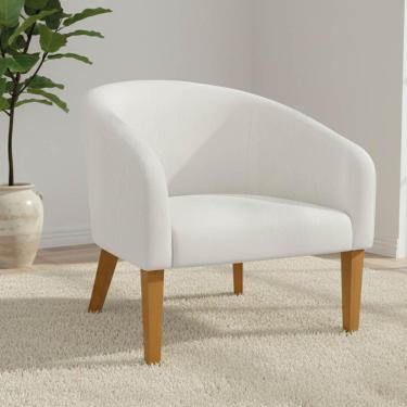 Imagem de Poltrona Sala Decorativa Stella Pé Madeira Trapézio Castanho Sintético D03 - D'rossi Branco