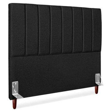 Imagem de Cabeceira Casal 140 cm Com Frame Carla Linho Cinza Artte - Arte das Ca