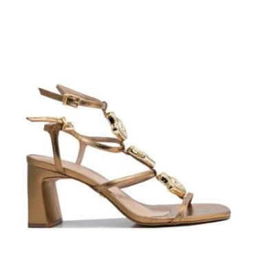 Imagem de Sandalia Maithe Couro Dourado Bronze-Feminino