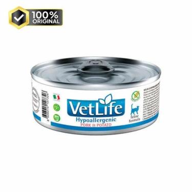 Imagem de Ração umida vet life feline hypoallergenic pork potato 85g - FARMINA