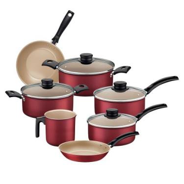 Imagem de Conjunto de Panelas Antiaderente Tramontina Turim Vermelho 7 Peças, Ve