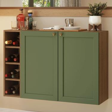 Imagem de Buffet Aparador Com Adega 100cm 2 Portas Vik Madesa 16 Rustic-verde