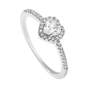 Imagem de Anel de Noivado Feminino com Coração de Zircônia Rosa - Brilho AAA, 9,