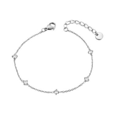 Imagem de Pulseira De Cadeia Em Aço Inoxidável Banhada a Ouro 18K Com Zircônia C