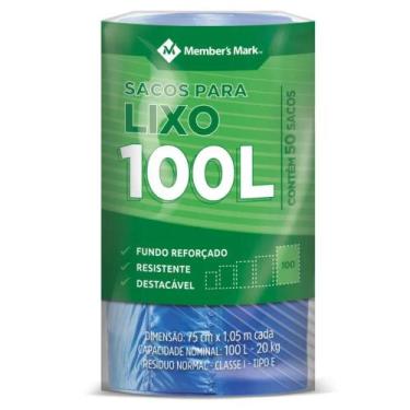Imagem de Saco de lixo 100l fundo reforçado members mark 50 unidades  segurança 
