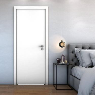 Imagem de Kit 2 Folhas de Porta de Madeira Frisada 210cm X 60cm Valuchi Portas Branco