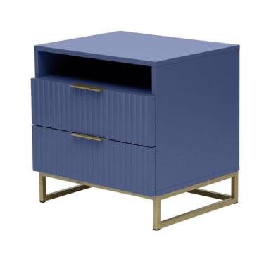 Imagem de Mesa de Cabeceira Ondulada Azul Westwing - Westwing Collection, Azul, 