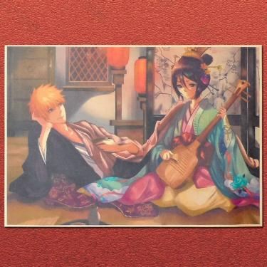 Imagem de Pôster Kraft Paper Bleach Ichigo e Rukia 20x30cm