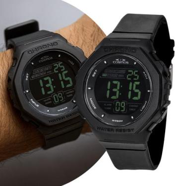 Imagem de Relógio Masculino Digital Preto de Pulso com Pulseira de Silicone à Pr