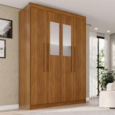 Imagem de Guarda Roupa Solteiro Weather com Espelho 4 Portas 3 Gavetas 100% Mdf 